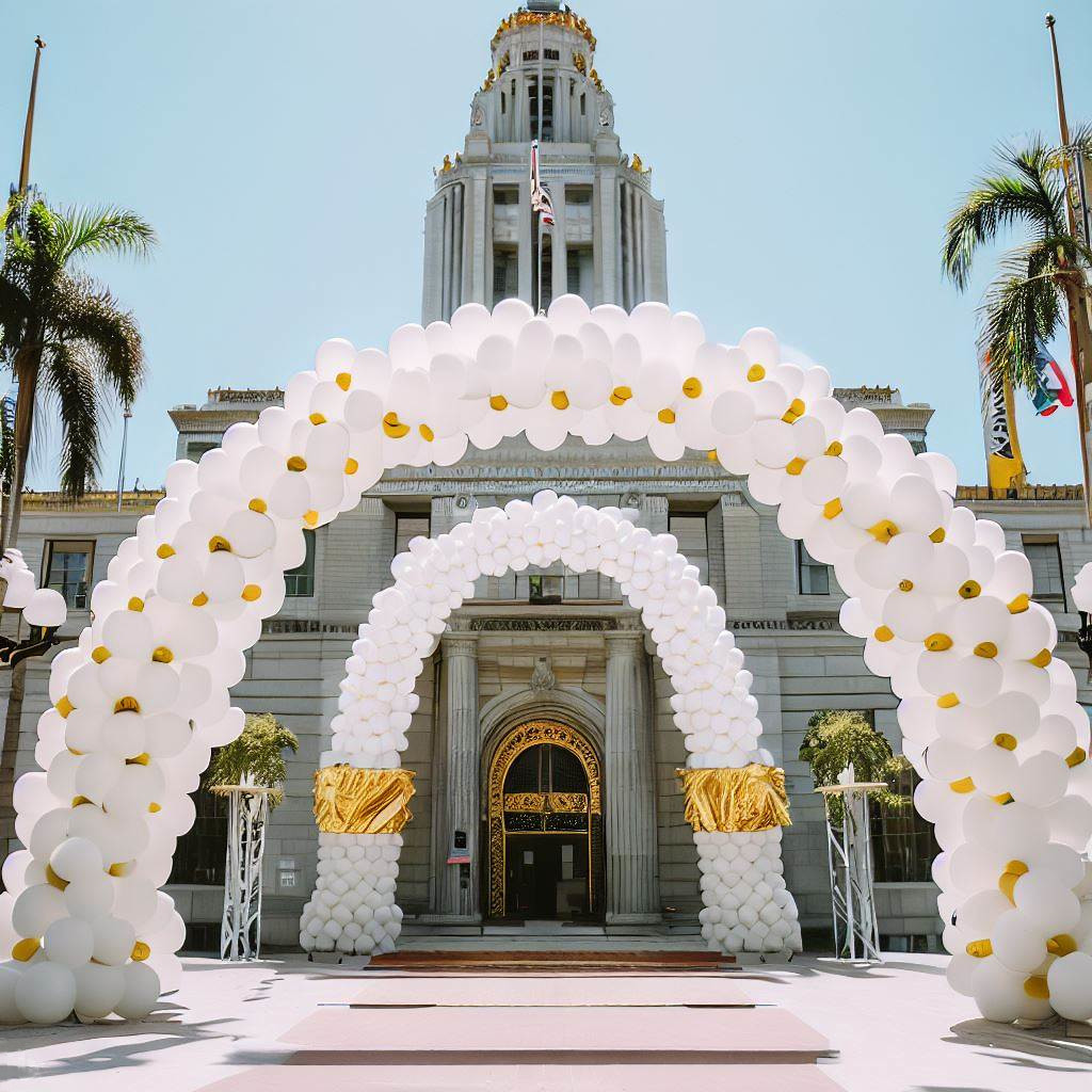 Balloon arch outside townhall