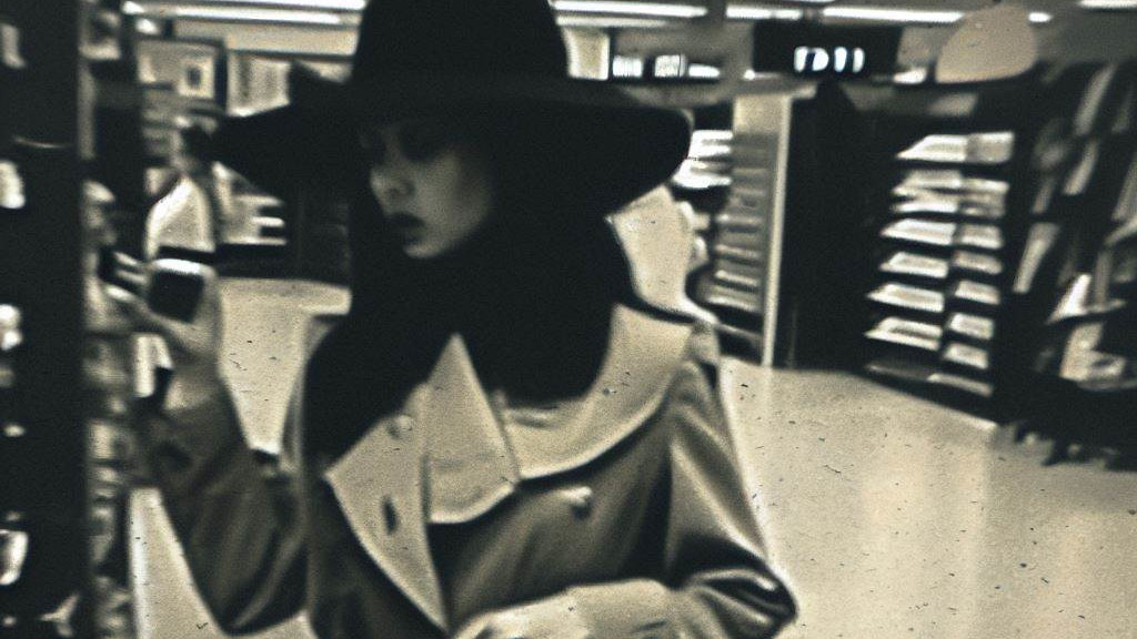 A cctv image of secret shopper in department store