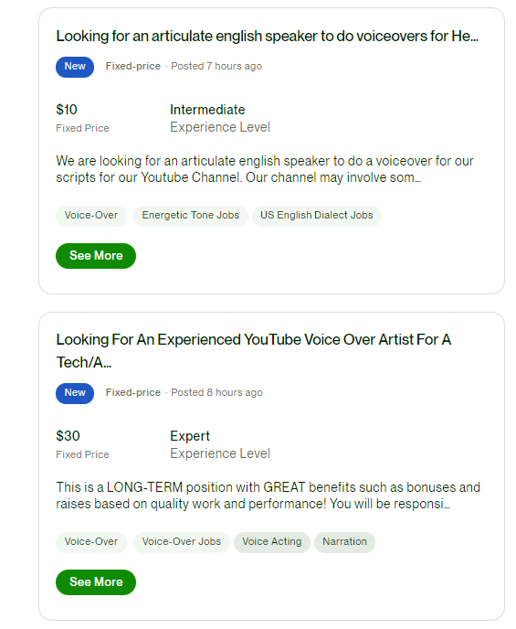 Voiceover ads on upwork
